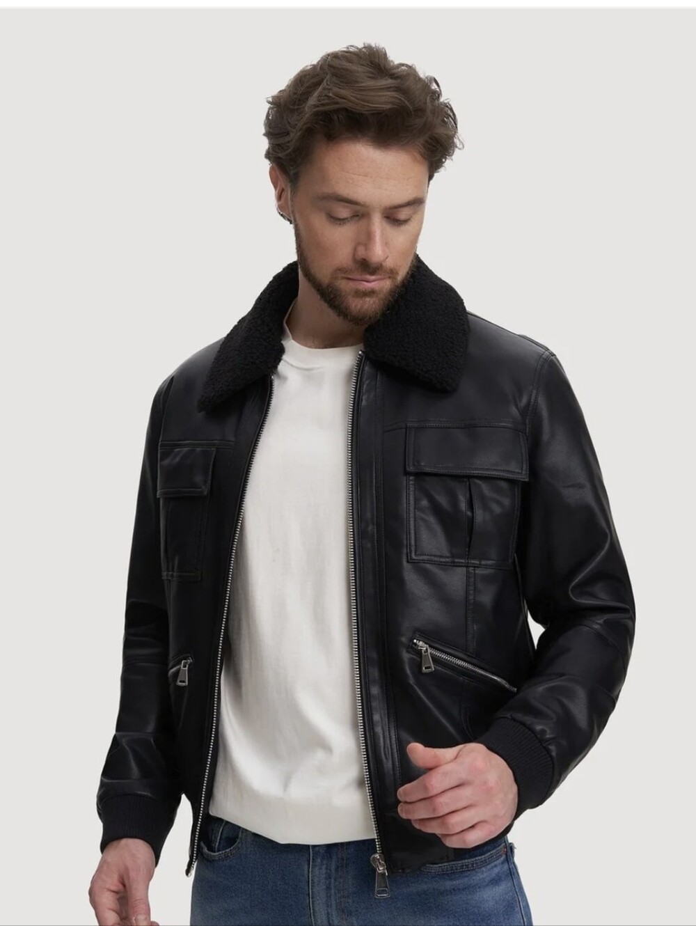 Noize Mens Cash Short Length Bomber Jacket, Black XL
